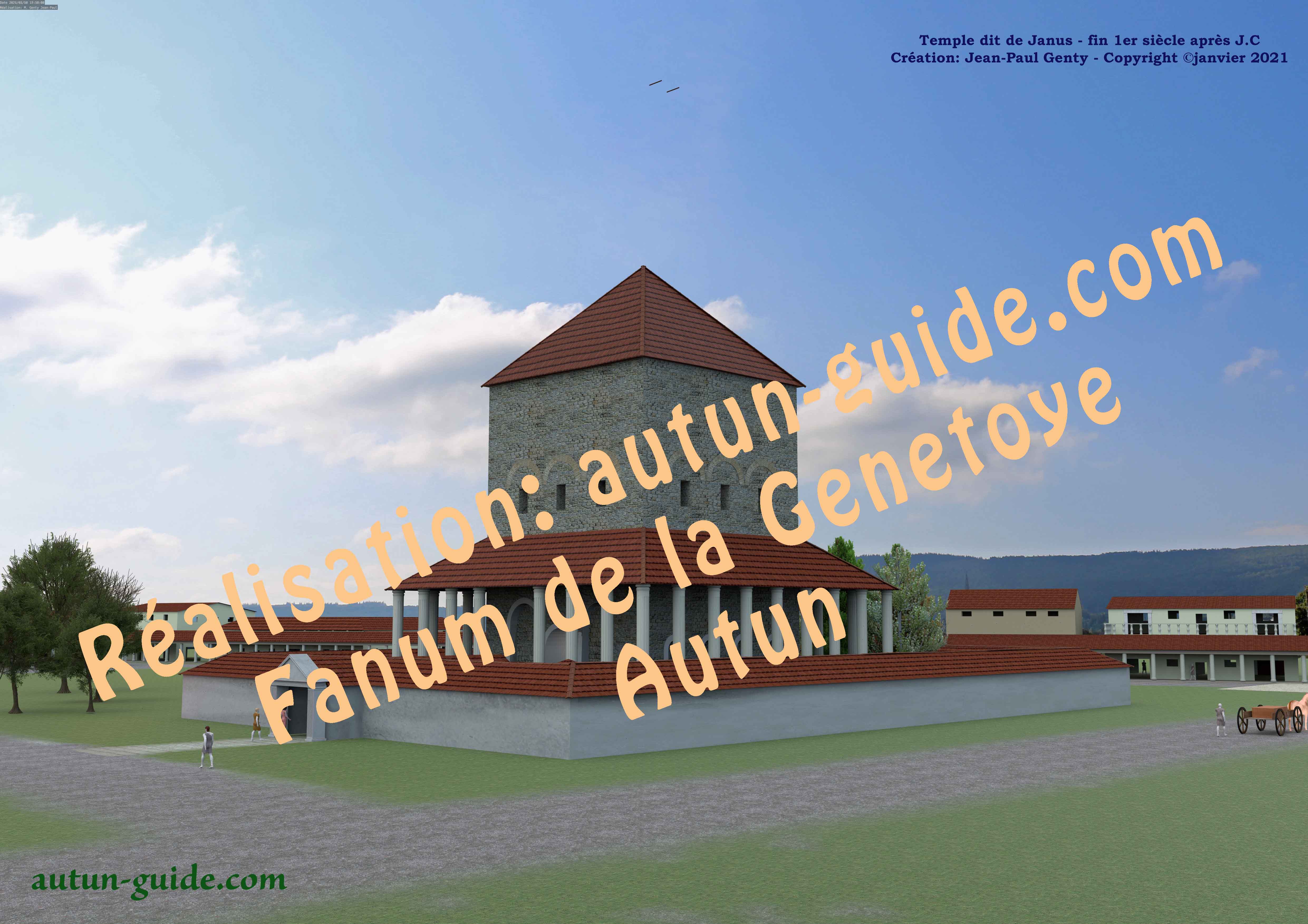 planche 3D reconstitution du fanum d'Autun